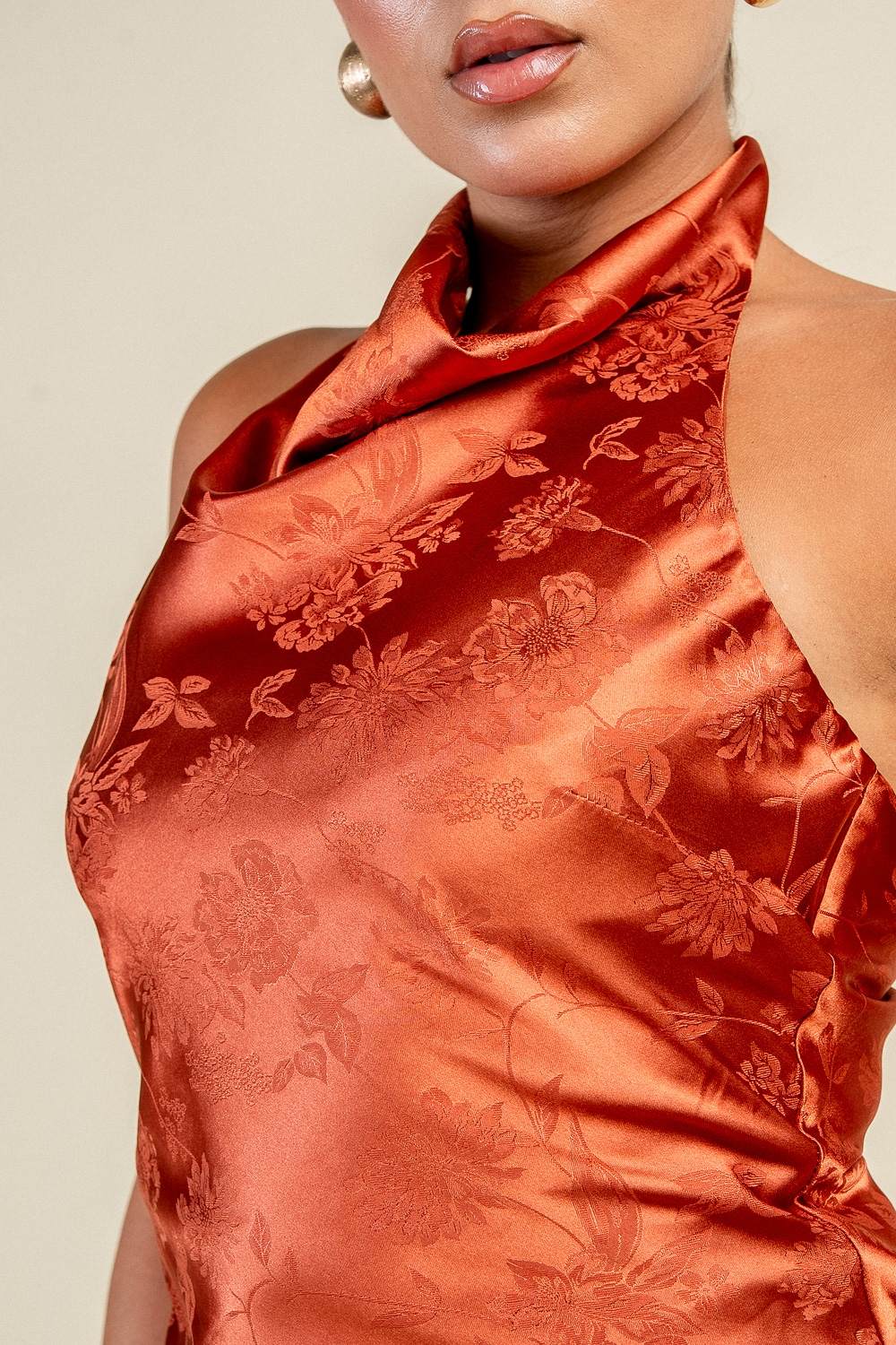 “Prowl” Satin Halter Neck Mini Dress
