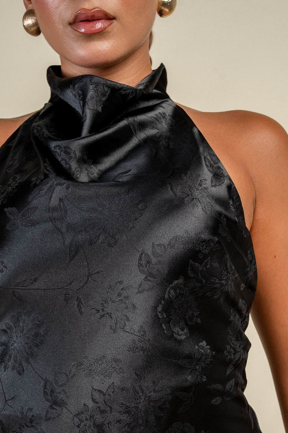 “Prowl” Satin Halter Neck Mini Dress