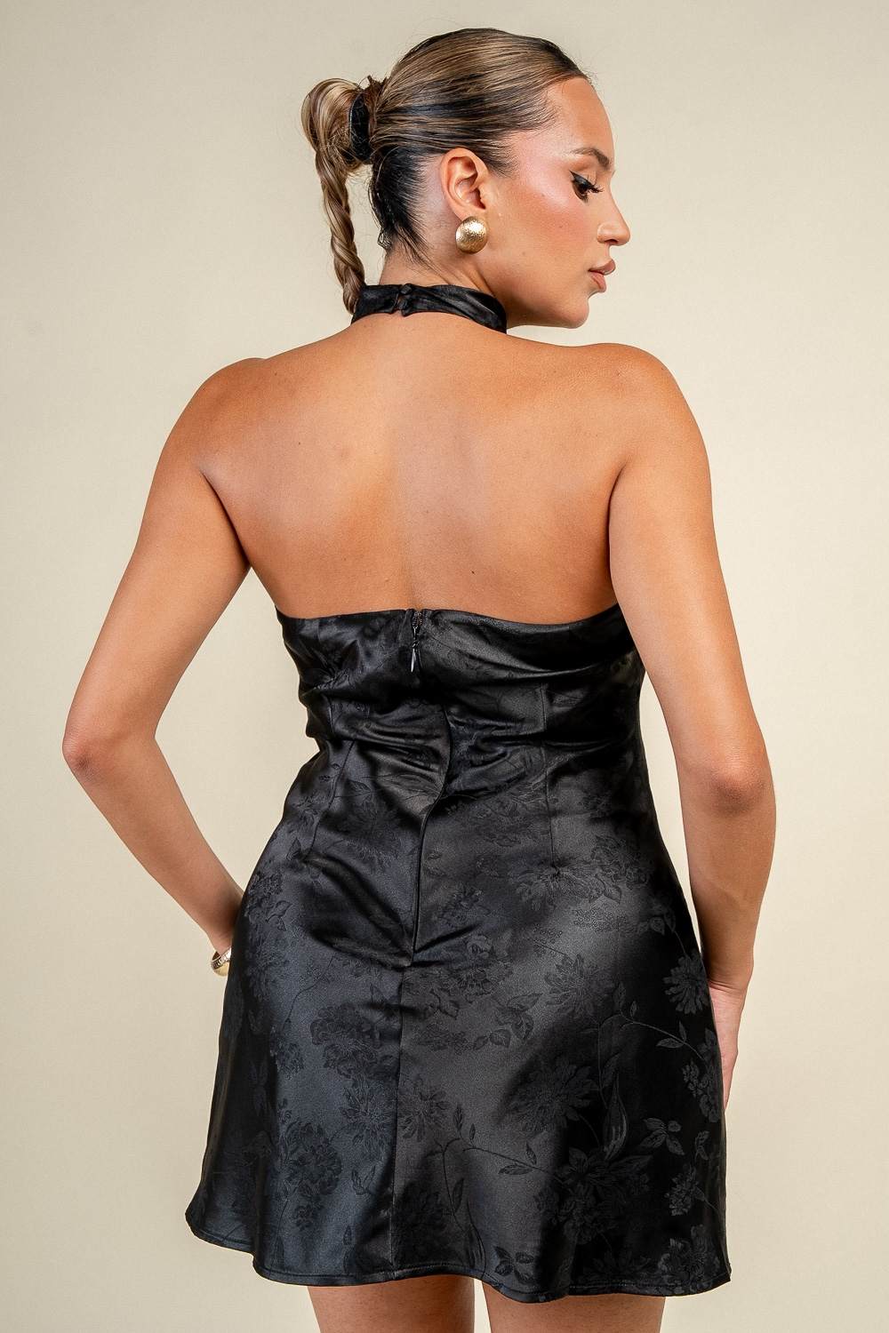 “Prowl” Satin Halter Neck Mini Dress